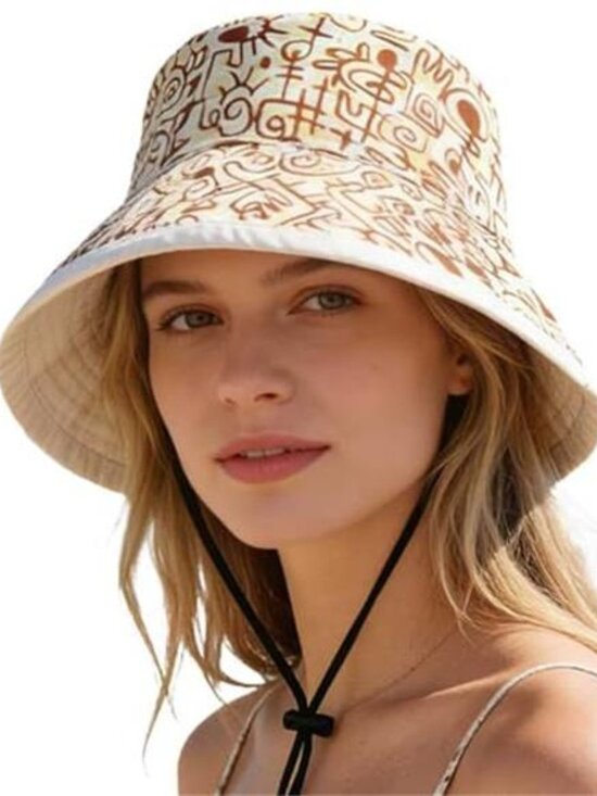 Women\'s Summer Sun Hat Reversible Design with Striped Lining Adjustable Brim main image 6